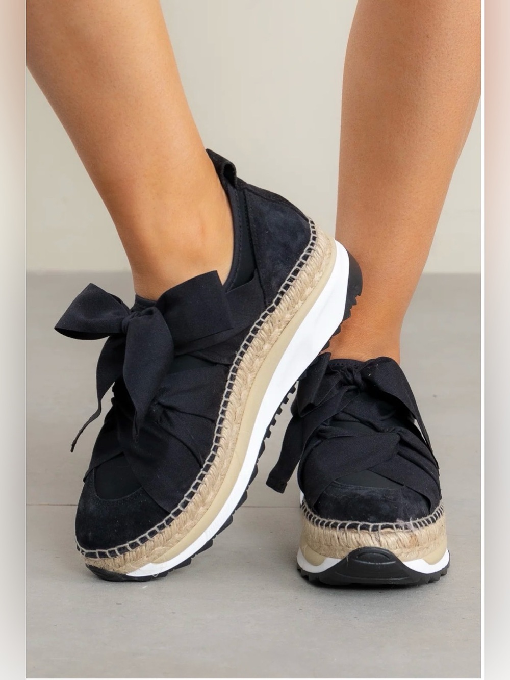 FP Black Slip-On Espadrille Platform Sneaker